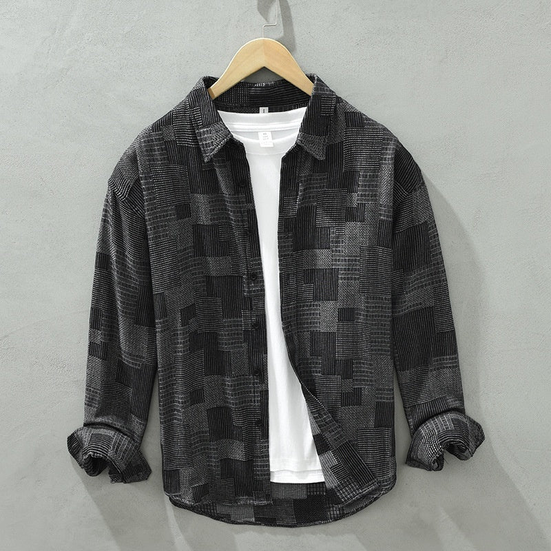 Jacquard Denim Shirt - Men's Loose Fit