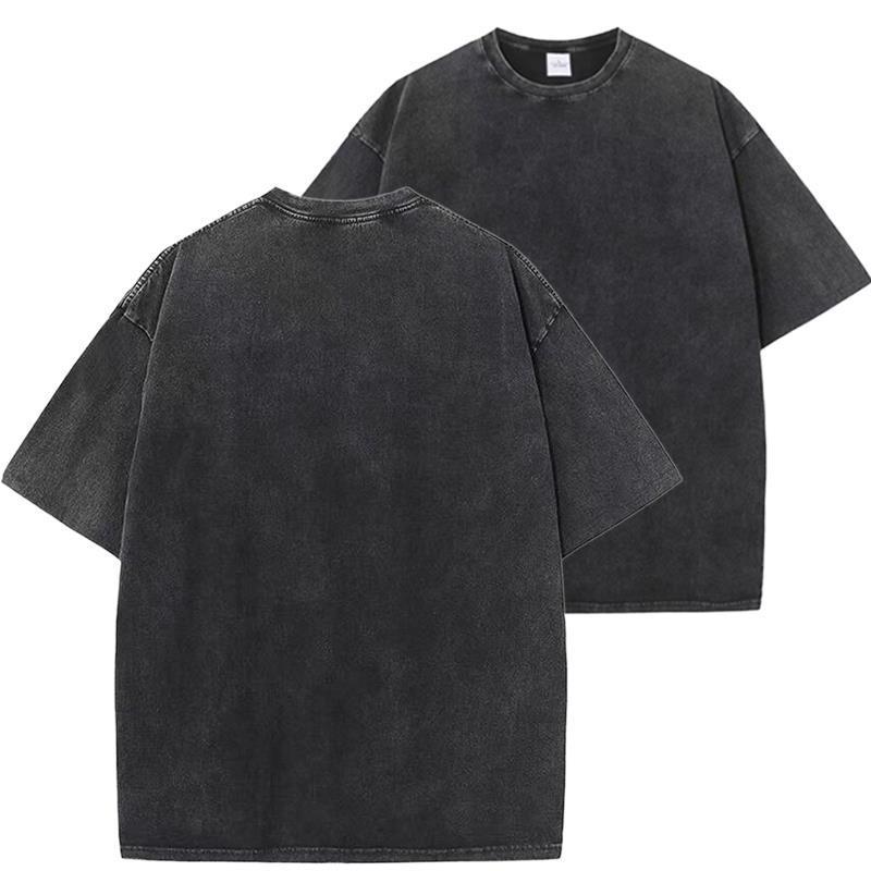 New Vintage Print Washed Short-sleeved T-shirt