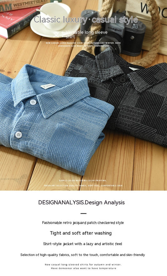 Jacquard Denim Shirt - Men's Loose Fit