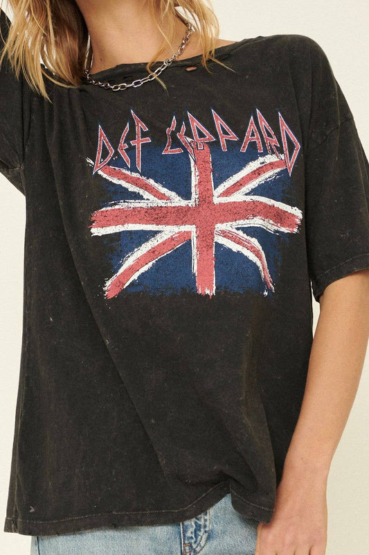 Exclusive Def Leppard Union Jack Distressed Graphic Tee