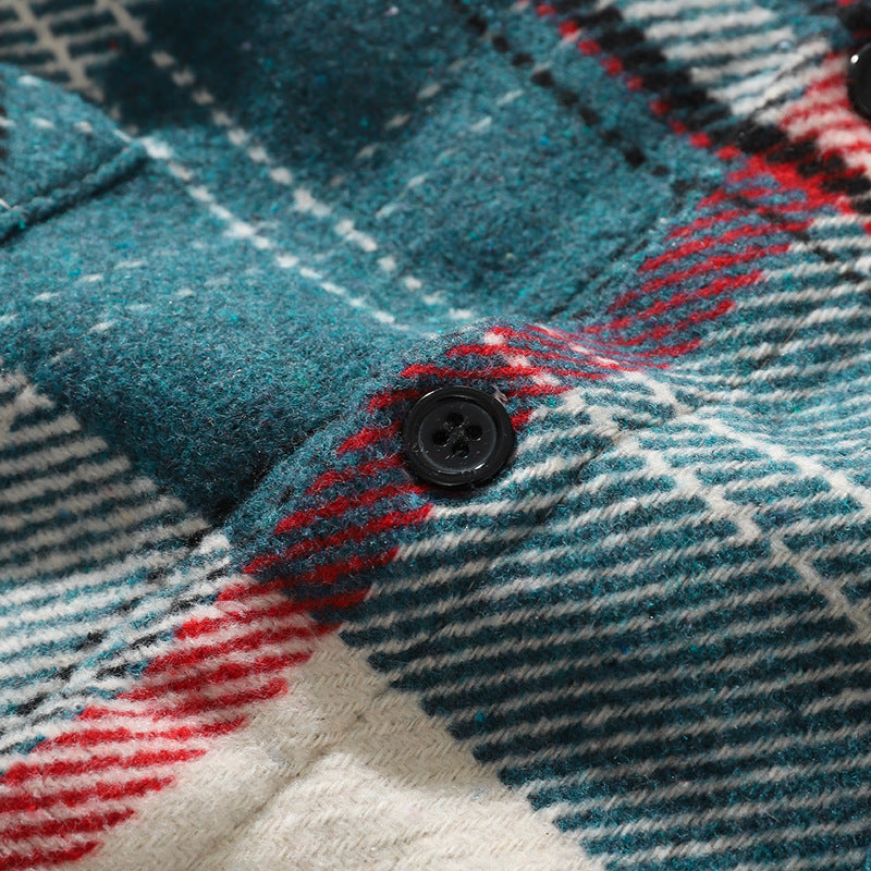 Ethnic Style Woolen Shirt For Men With Thick Long Sleeves