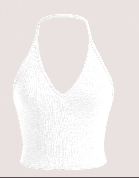 SHEIN EZwear Summer Solid Crop Halter Top - Stylish Women's Fashion