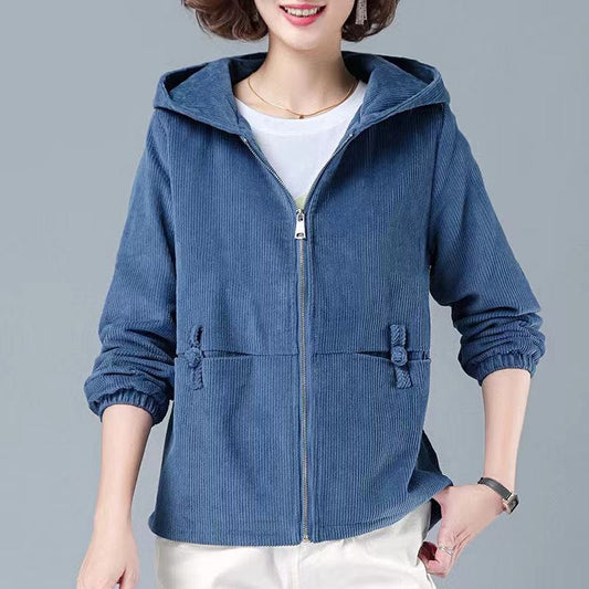 Corduroy Short Fashionable Jacket For Women Korean Style Loose Baseball Jacket Large Size Jacket Sweatshirt For Women