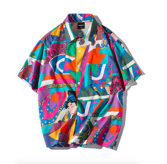 Colorful patterned shirt on a white background