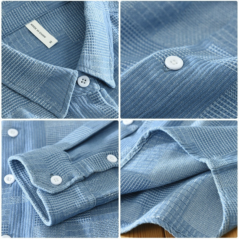 Jacquard Denim Shirt - Men's Loose Fit