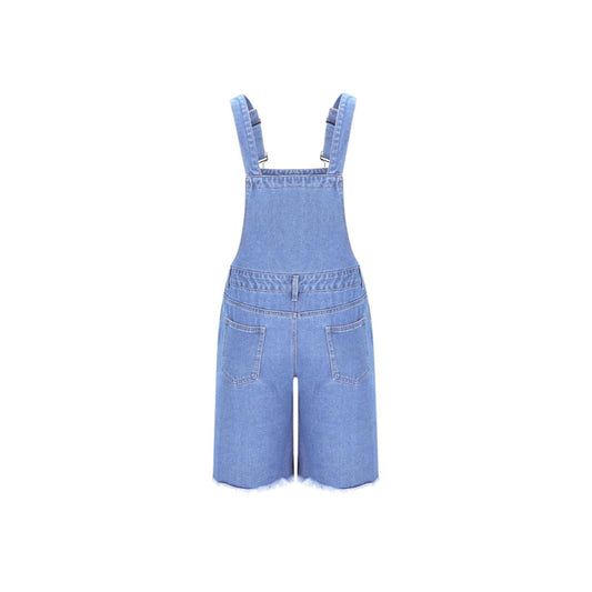 Ripped Leisure Men's Denim Suspender Shorts - Trendy & Stylish