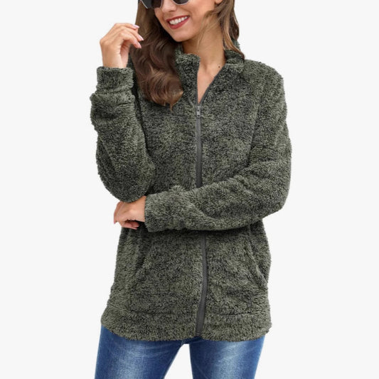 Women's Long Sleeve Plush Loose And Warm Fashionable Jacket