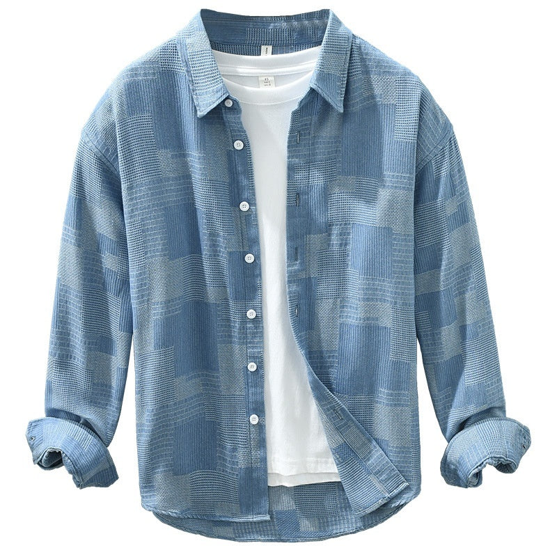 Jacquard Denim Shirt - Men's Loose Fit