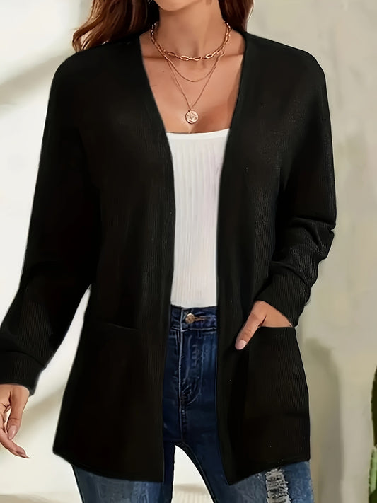 Elegant Pocket Long Sleeve Knit Cardigan