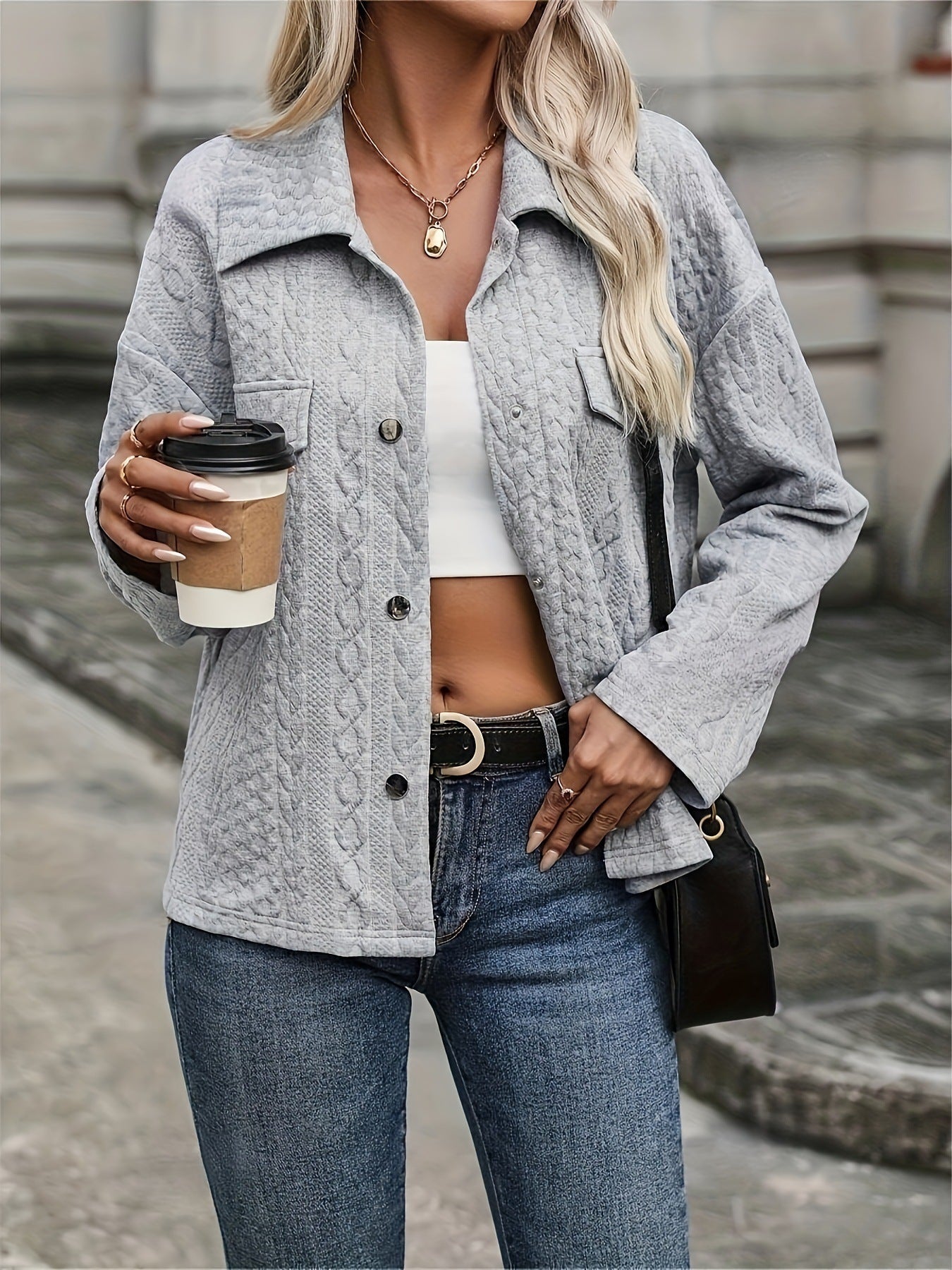 Pocket Button Casual Fashion Loose Jacket Coat
