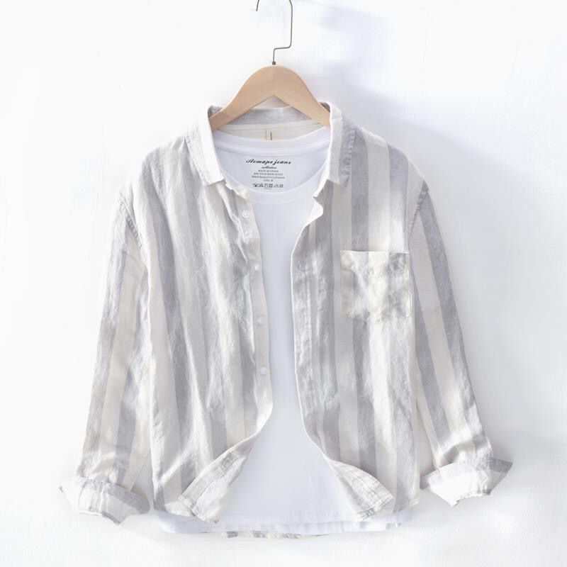 Hong Kong Style Shirt - Long Sleeve, Thin, Youthful Design for Spring/Summer