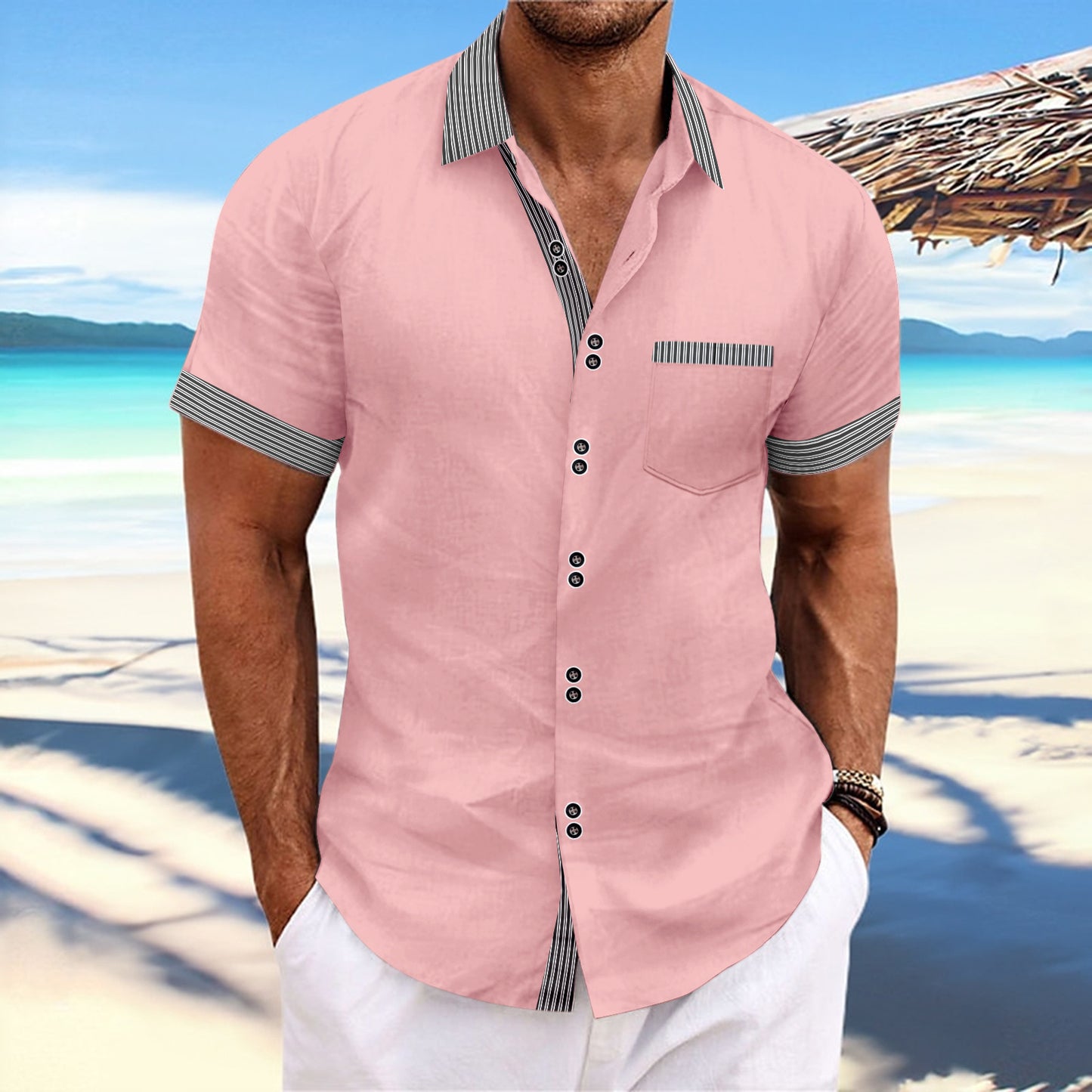 Striped Short Sleeve Casual Shirt - Summer Collection