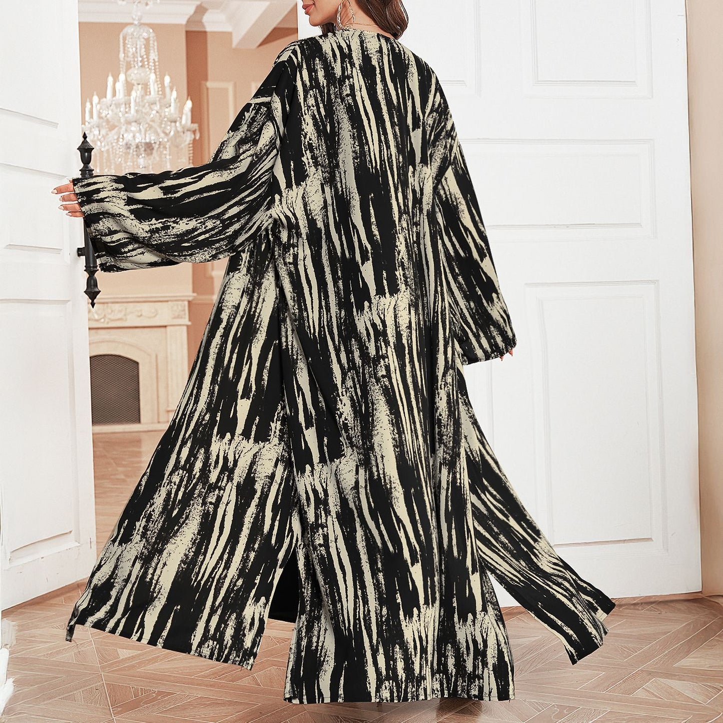 Middle East Dress Shawl Arabic Drop-shoulder Sleeve Printed Robe