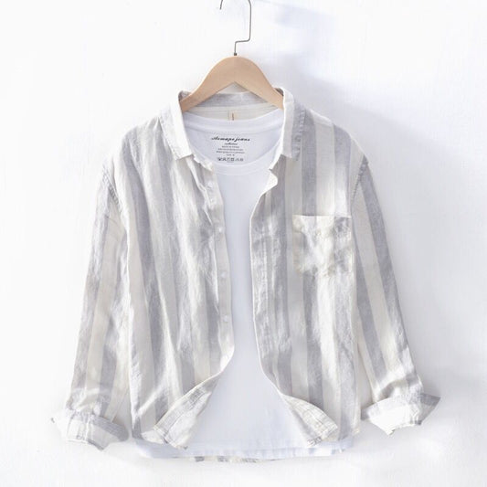 Hong Kong Style Shirt - Long Sleeve, Thin, Youthful Design for Spring/Summer