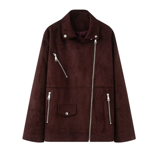 Women's Fashion Elegant Suede Lapel Jacket