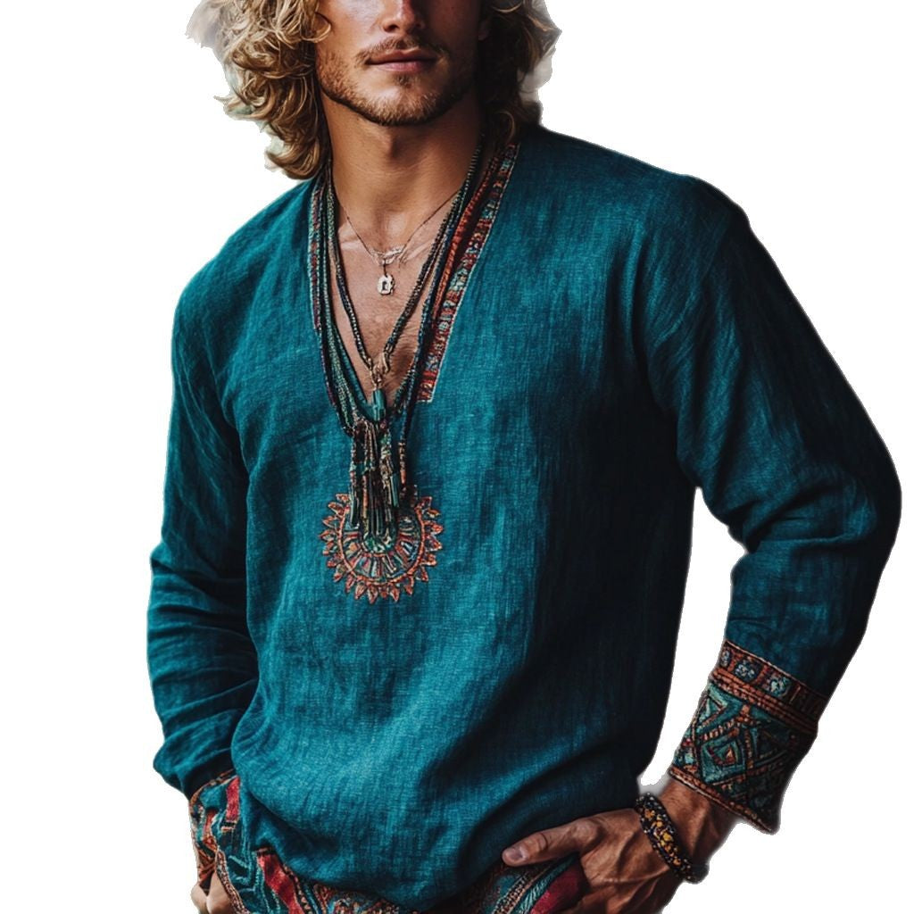 Boho Vintage Printed Long Sleeve Top