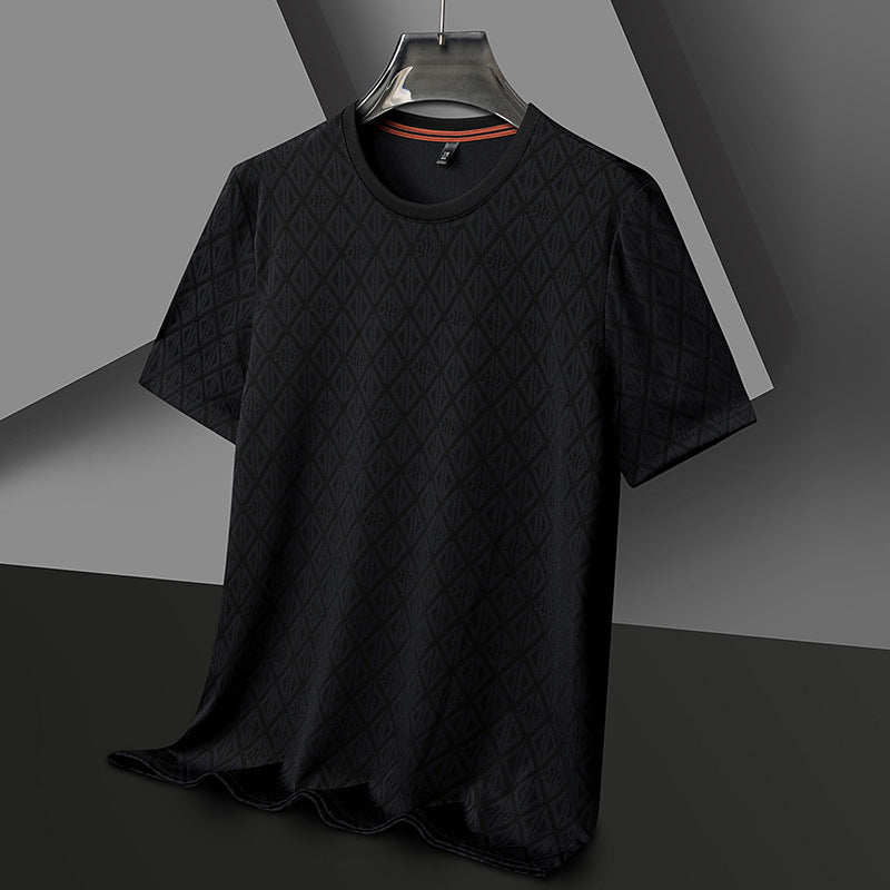 Men's Round Neck Jacquard Short Sleeve - Cool & Antibacterial