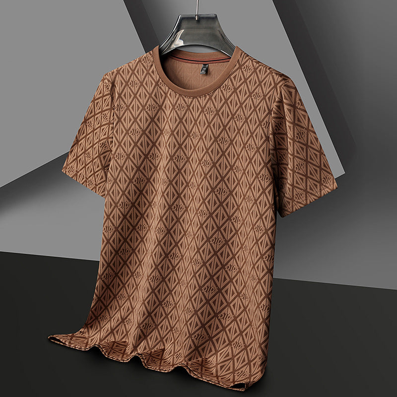 Men's Round Neck Jacquard Short Sleeve - Cool & Antibacterial