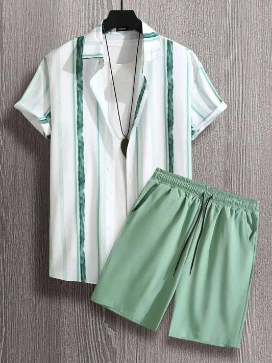 Beach Style Short Sleeve Shirt Men's Suit - Casual Summer Wear