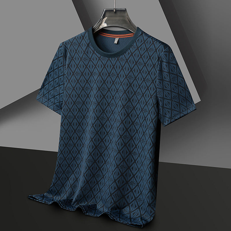 Men's Round Neck Jacquard Short Sleeve - Cool & Antibacterial