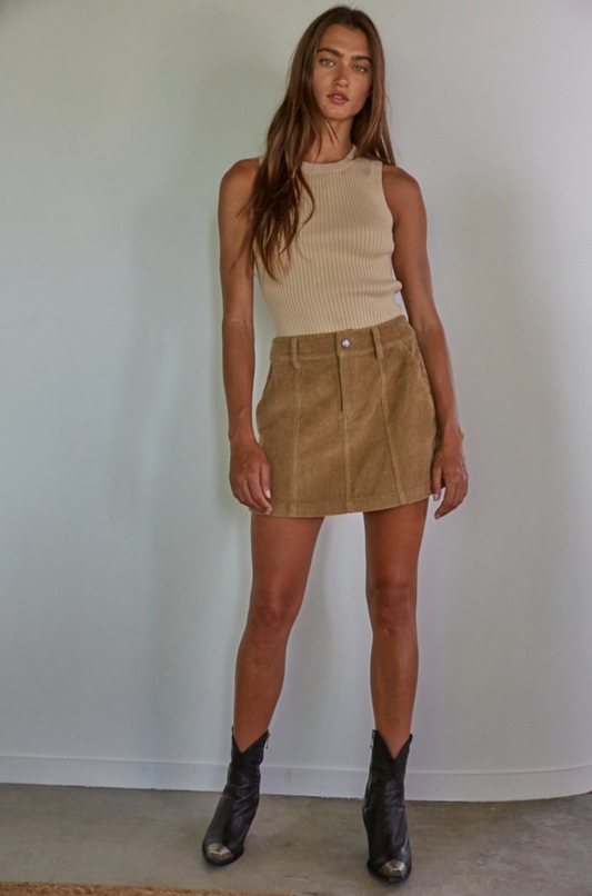Cotton Corduroy Mini Skirt