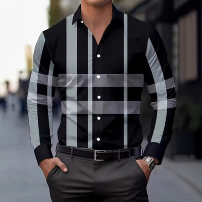 Printed Long Sleeve Shirt - Button Lapel Style
