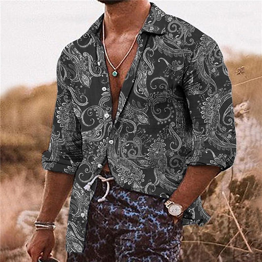 Bohemian Men's Shirt - Flower 3D Pattern Printing