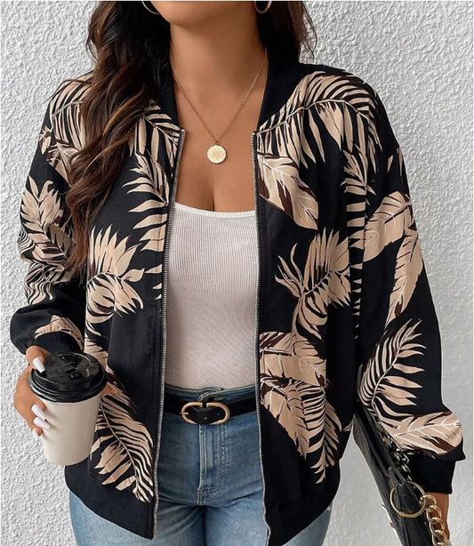 Size Casual Retro Floral Pattern Jacket, Suitable For Spring Outings Autumn And Winter