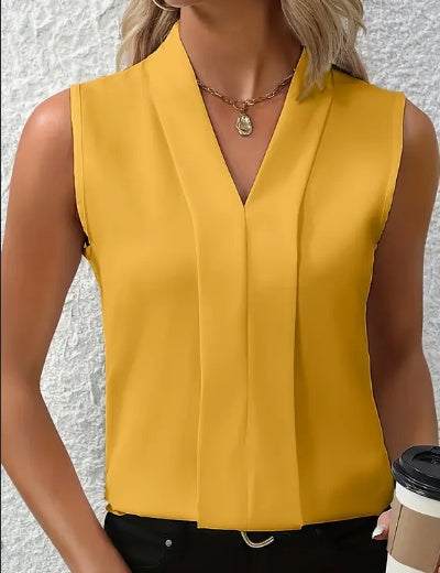 Elegant Sleeveless V-Neck Blouse for Women - Ideal for Spring & Summer