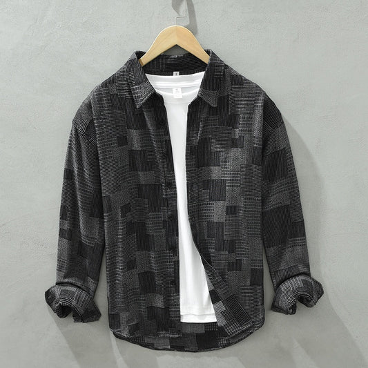 Jacquard Denim Shirt - Men's Loose Fit