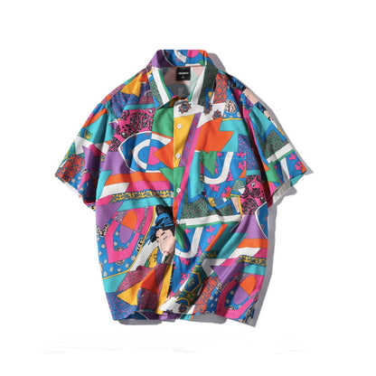 Colorful patterned shirt on a white background