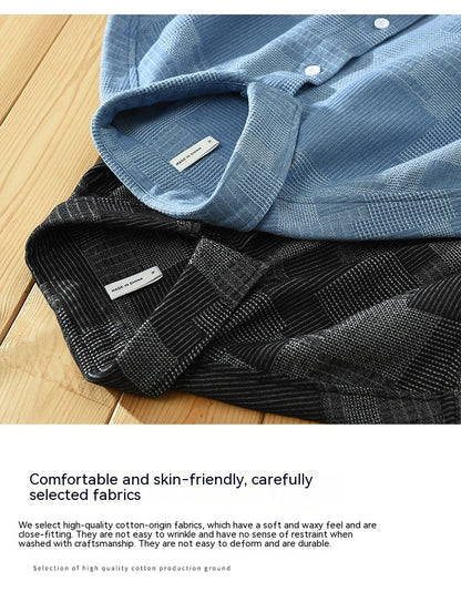 Jacquard Denim Shirt - Men's Loose Fit