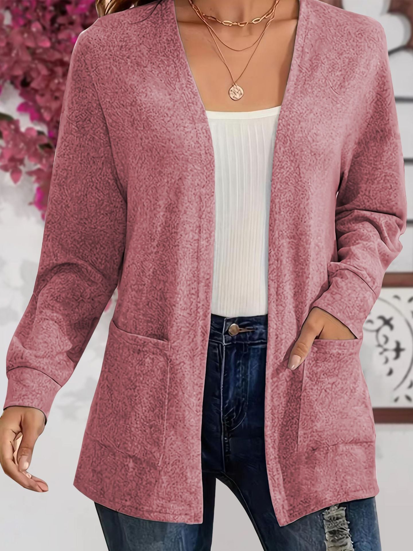 Elegant Pocket Long Sleeve Knit Cardigan