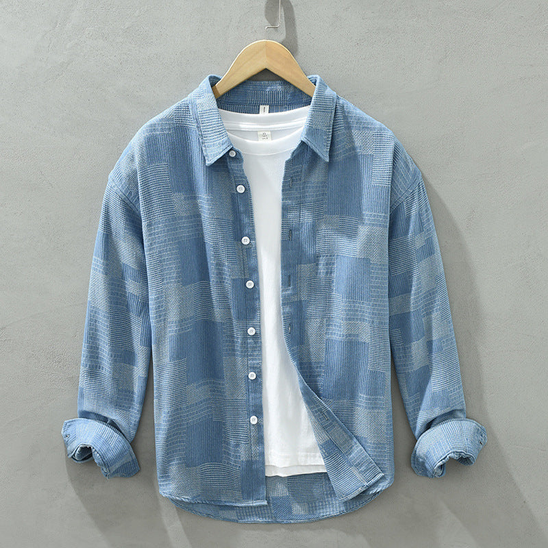 Jacquard Denim Shirt - Men's Loose Fit