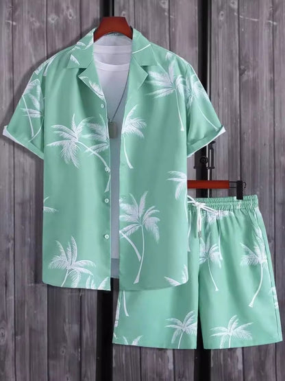 Beach Style Short Sleeve Shirt Men's Suit - Casual Summer Wear