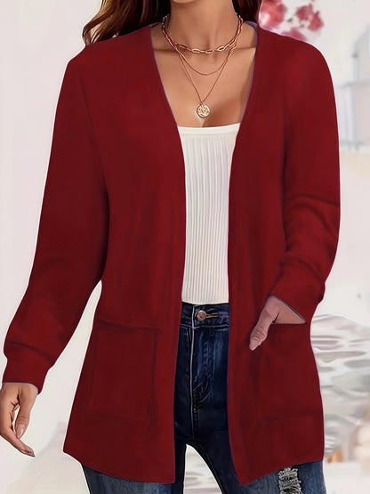 Elegant Pocket Long Sleeve Knit Cardigan