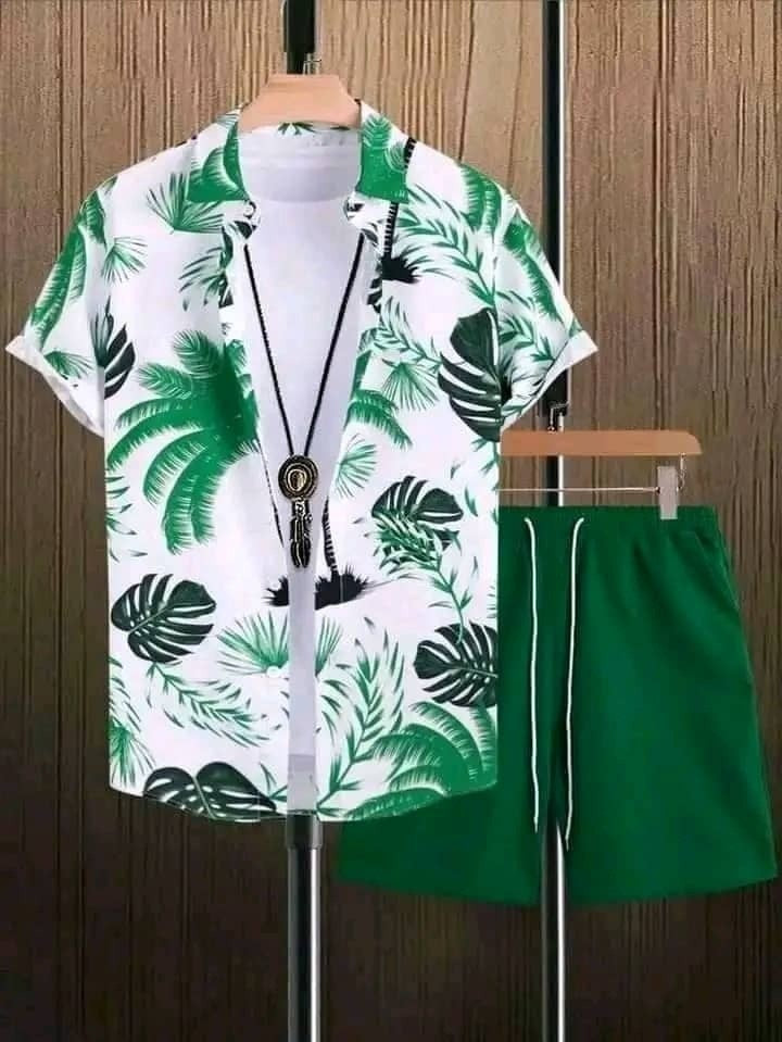 Beach Style Short Sleeve Shirt Men's Suit - Casual Summer Wear