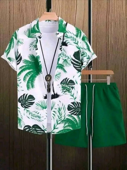 Beach Style Short Sleeve Shirt Men's Suit - Casual Summer Wear