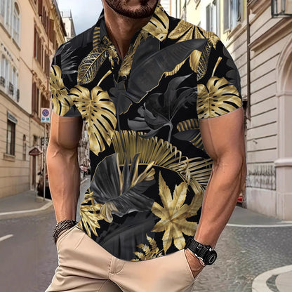 Tropical Plant Pattern Short Sleeve Shirt for Men - Fashion Printed