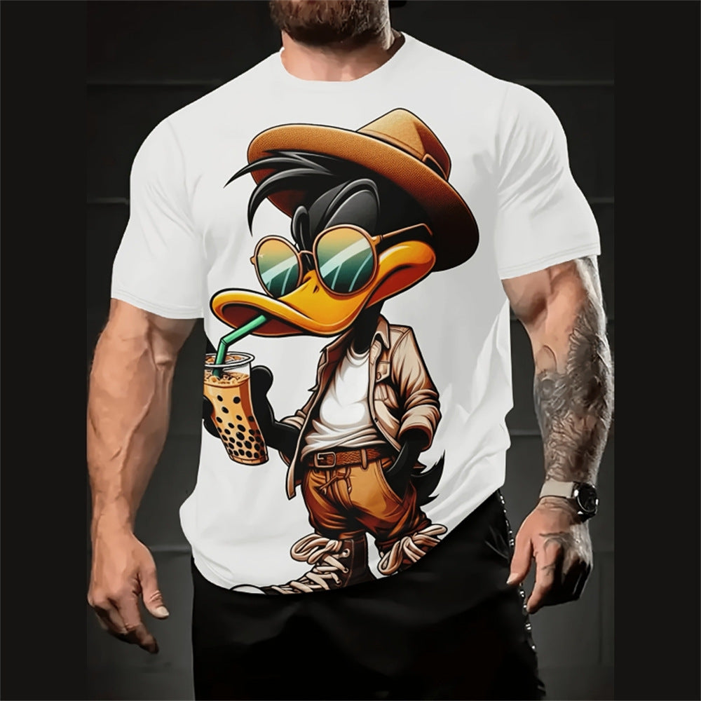 Men's Casual Loose Cartoon 3d Printed Short Sleeve T-Shirt