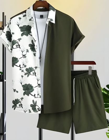 Beach Style Short Sleeve Shirt Men's Suit - Casual Summer Wear