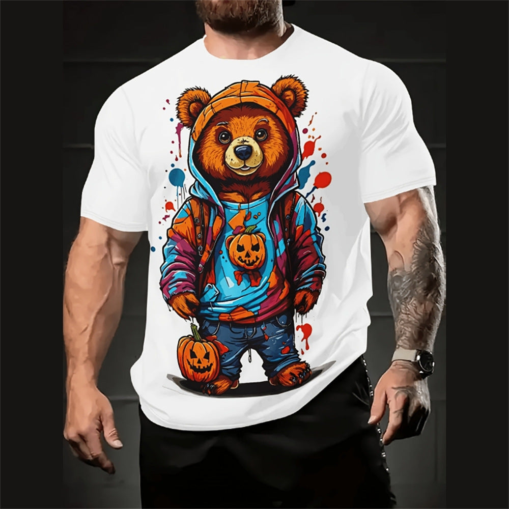 Men's Casual Loose Cartoon 3d Printed Short Sleeve T-Shirt