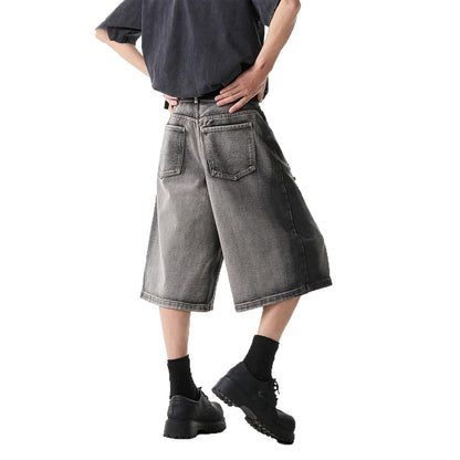 High Street Water Washed Hole Denim Shorts - Trendy Men's Fashion