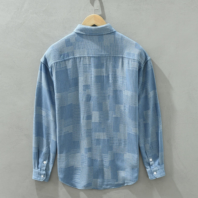 Jacquard Denim Shirt - Men's Loose Fit
