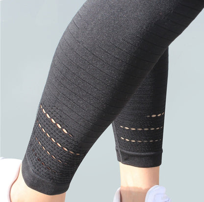 Women's Yoga Fitness Pants - High-Waist, Elastic, Peach Hip Design