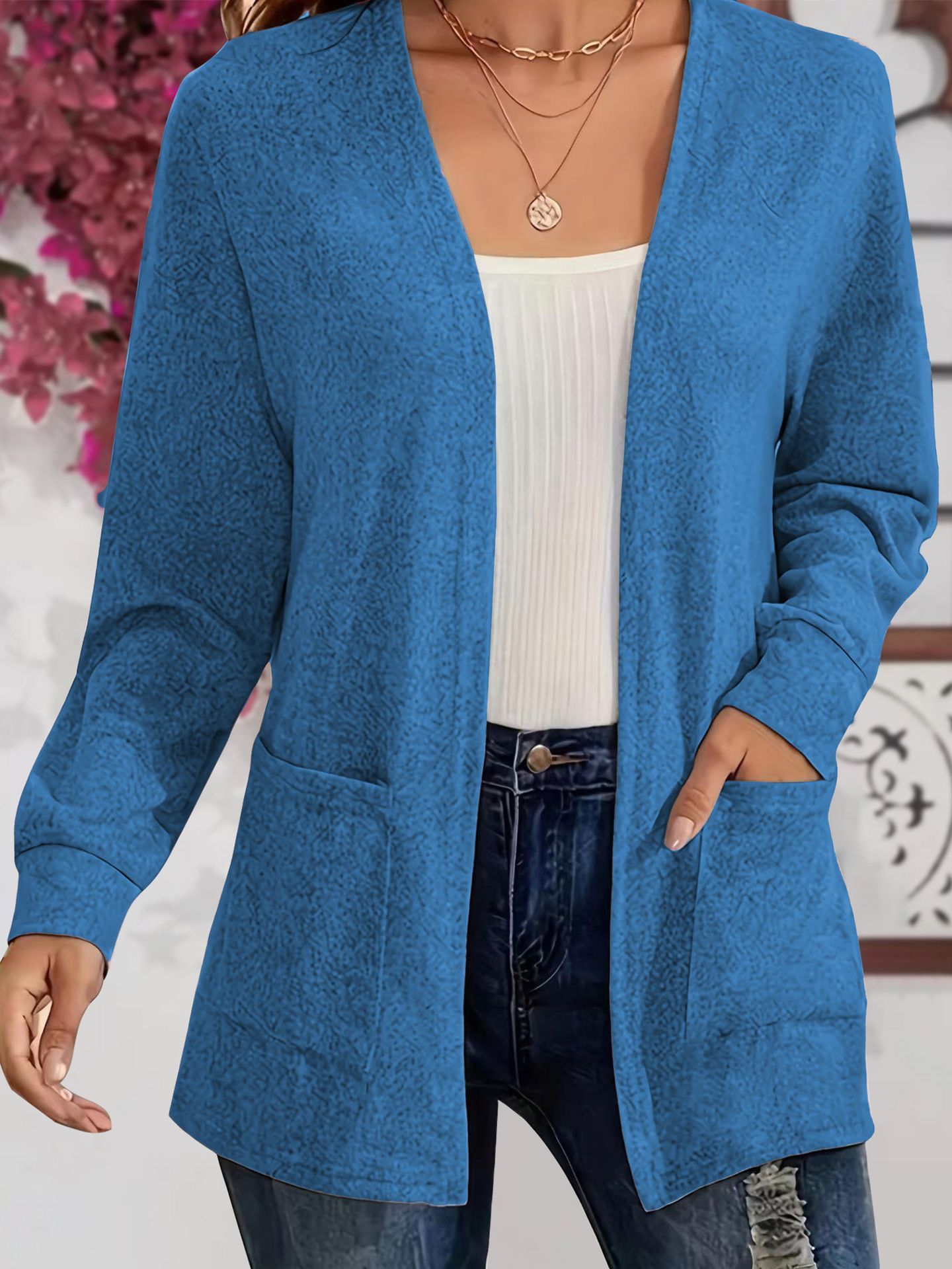 Elegant Pocket Long Sleeve Knit Cardigan