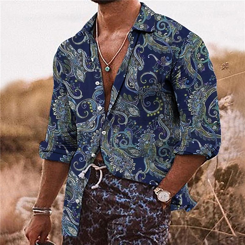 Bohemian Men's Shirt - Flower 3D Pattern Printing