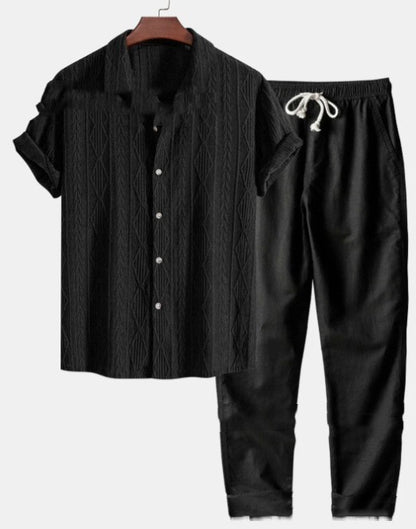 Loose Short Sleeve Shirt Trousers Suit for Men - Casual Wear