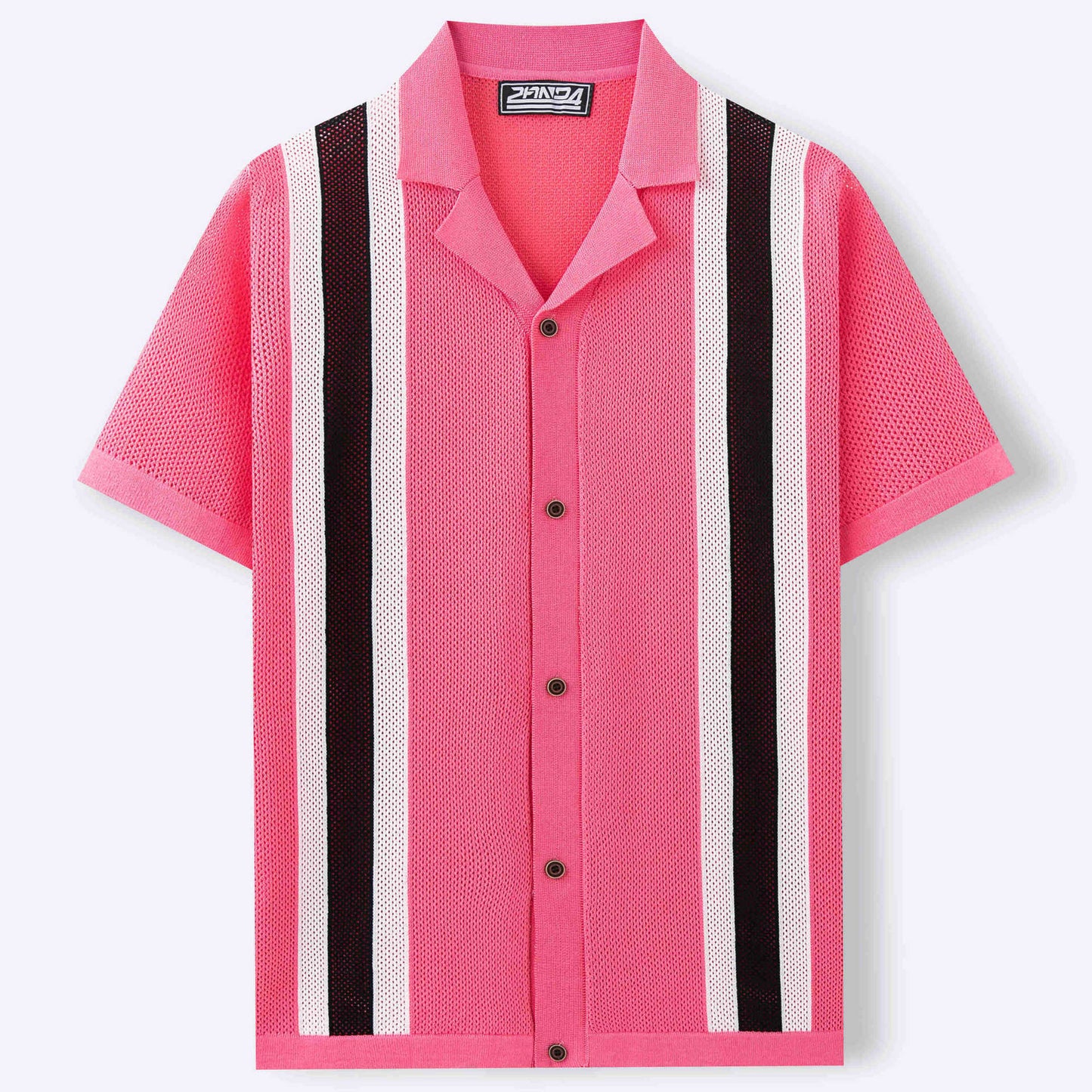 Men's Fashion Cuban Collar Short Sleeve Knitted Cardigan