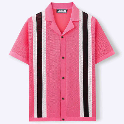 Cuban Collar Knitted Cardigan for Men
